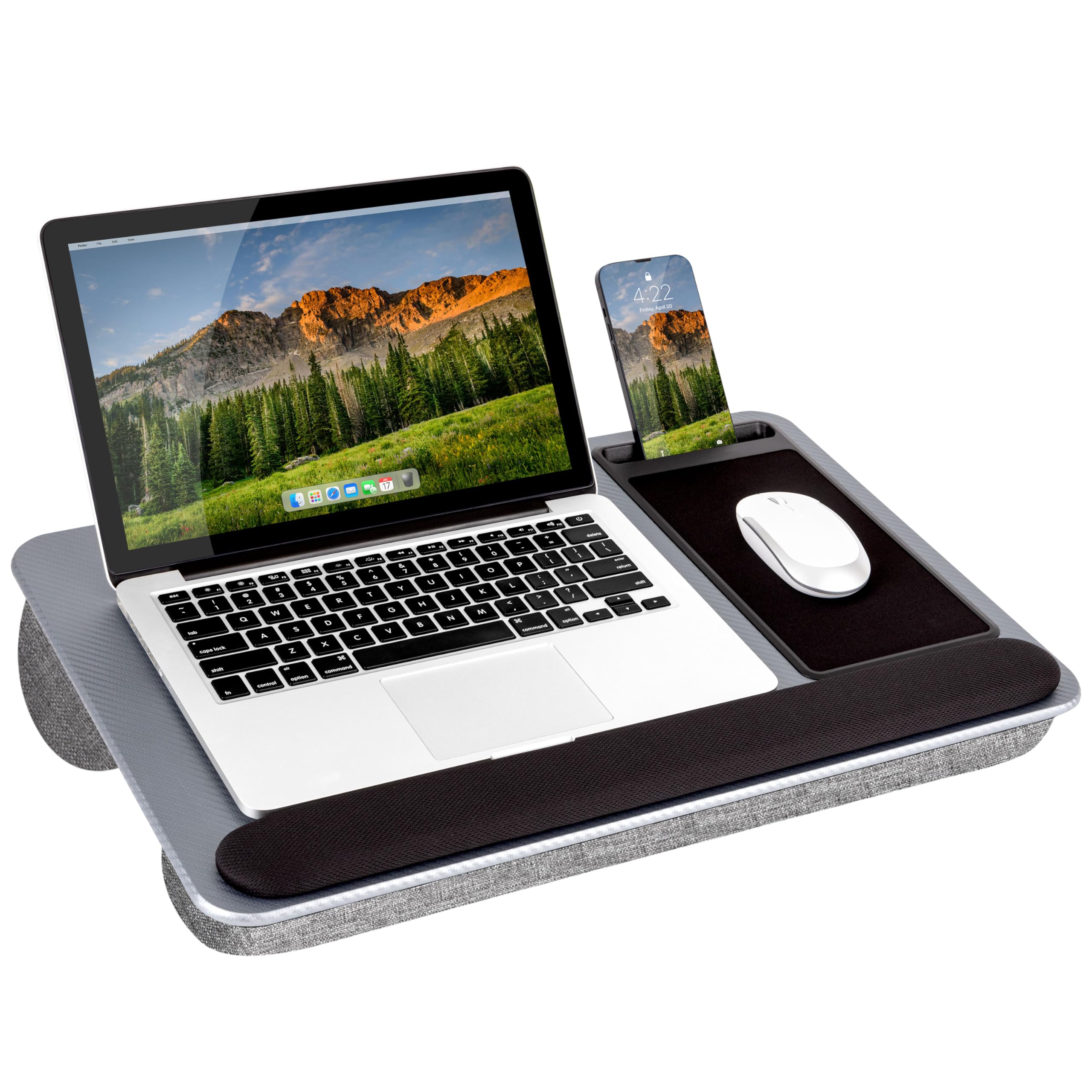 LAPGEAR Home Office Pro Lap Desk - Black Carbon, Fits 15.6” Laptops