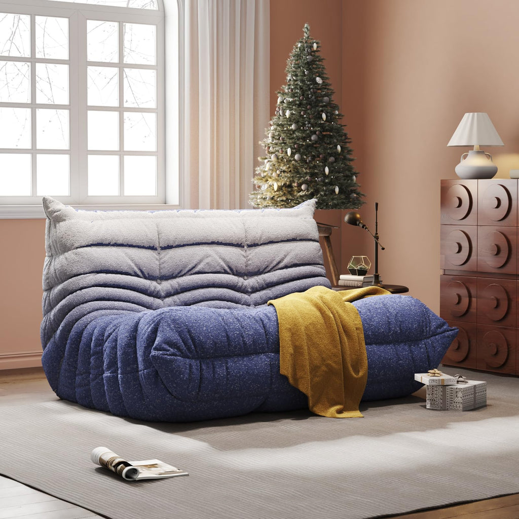 Adults Bean Bag Chairs Lazy Floor Sofa Togo Couch Comfy Memory Foam Reading Chair Teddy Fleece BeanBag for Living Room Bedroom Dorm Office Gaming Room, Green, 1 Seater