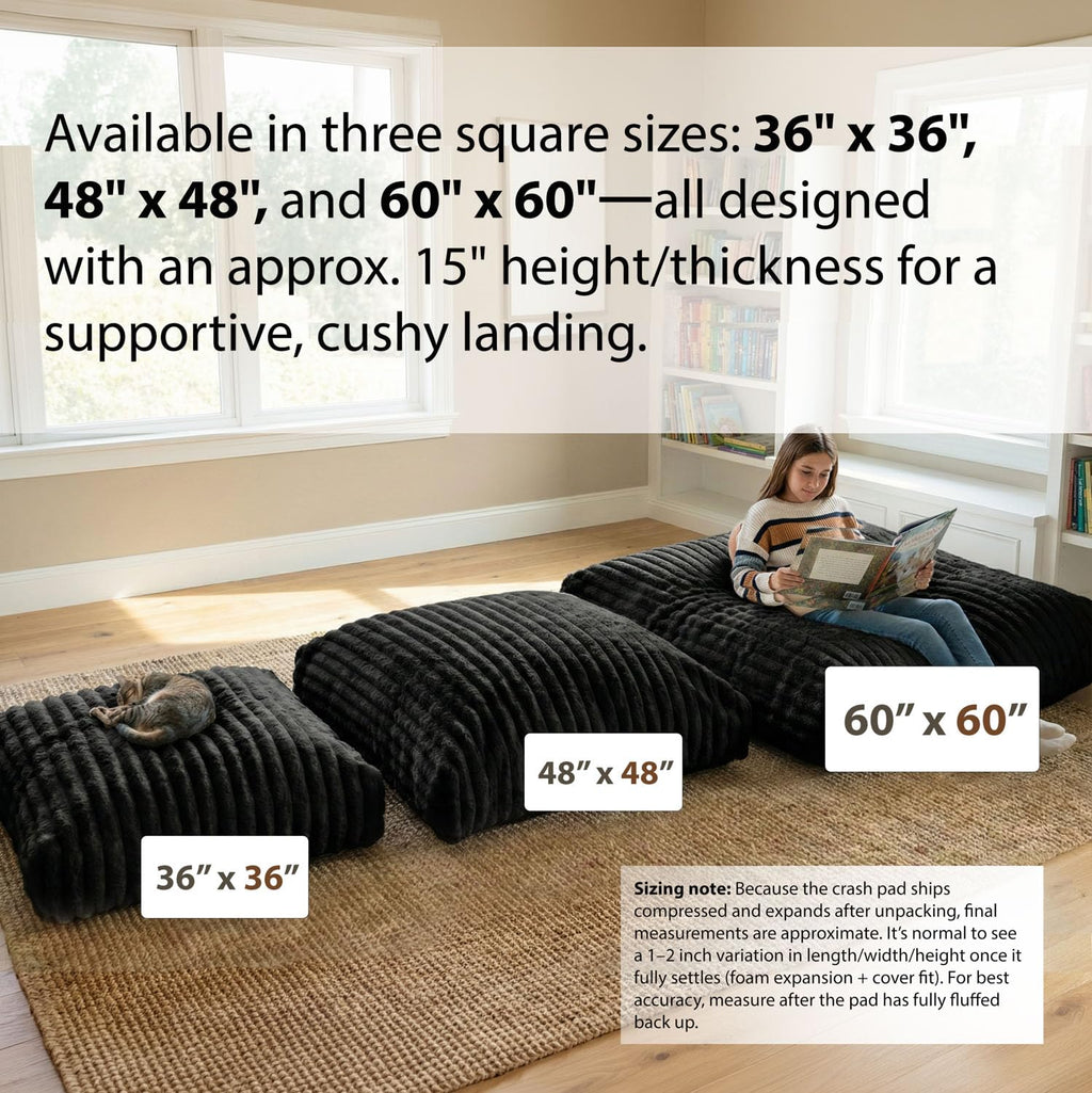 Matini Home Crash Pad - Sensory Pad with Cover Foam Blocks for Kids and Adults, Ideal Gymnastics Equipment to Jump, Play or Relax - Grey White 36" X 36"
