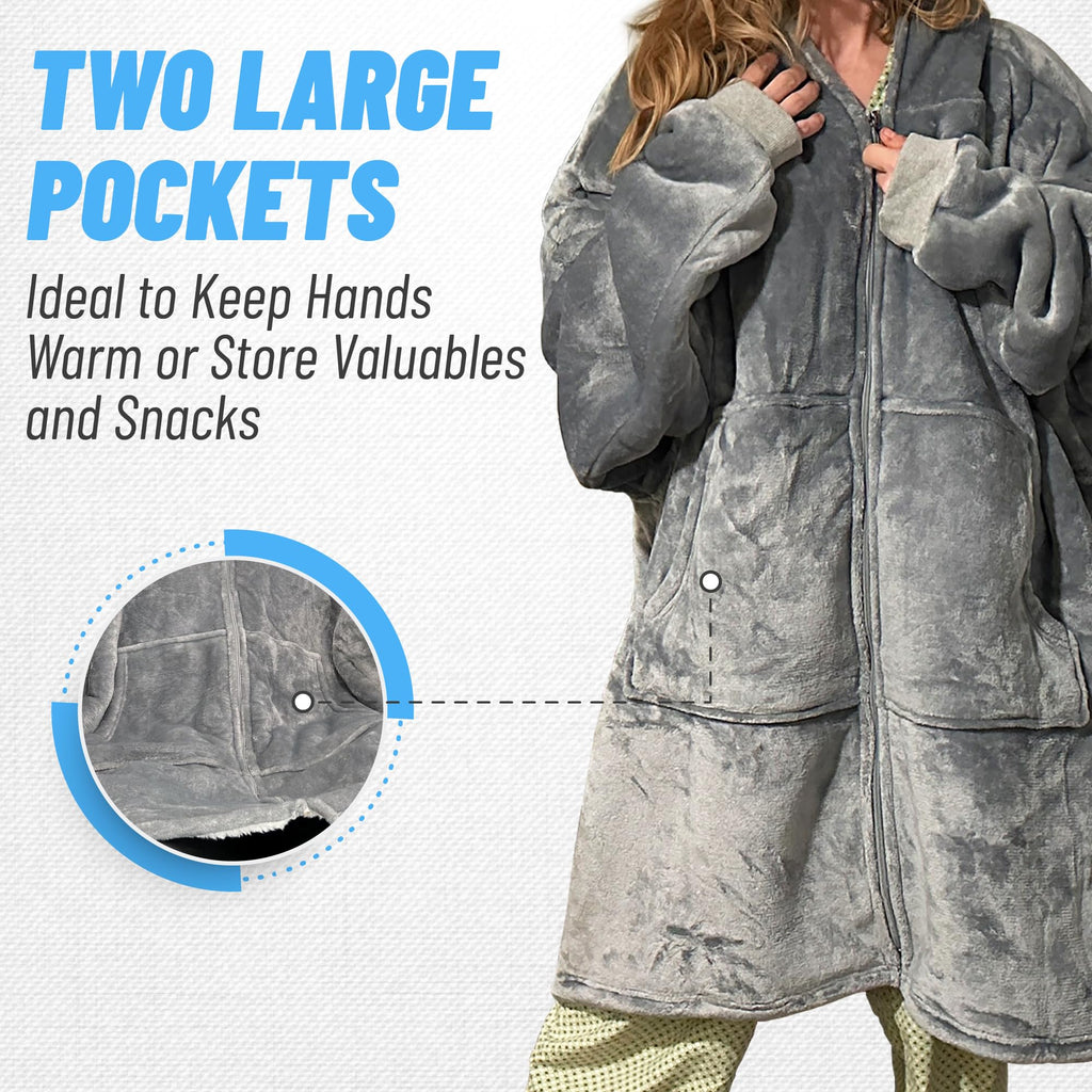 Premium Dialysis Sweatshirts with Arm Zipper | Ultra-Soft Cozy Oversized Wearable Blanket Hoodie | Dual-Arm & Chest Access