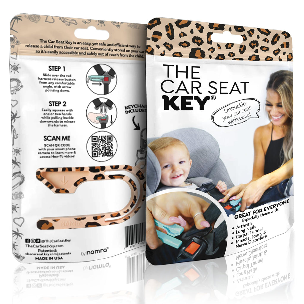 The Car Seat Key - Original Car Seat Key Chain Buckle Release Tool - Easy Unbuckle Opener Aid for Nails, Parents, Grandparents & Older Children by NAMRA Made in USA (Black)