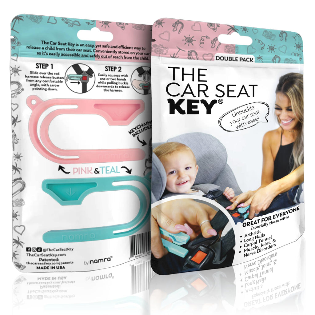 The Car Seat Key - Original Car Seat Key Chain Buckle Release Tool - Easy Unbuckle Opener Aid for Nails, Parents, Grandparents & Older Children by NAMRA Made in USA (Black)