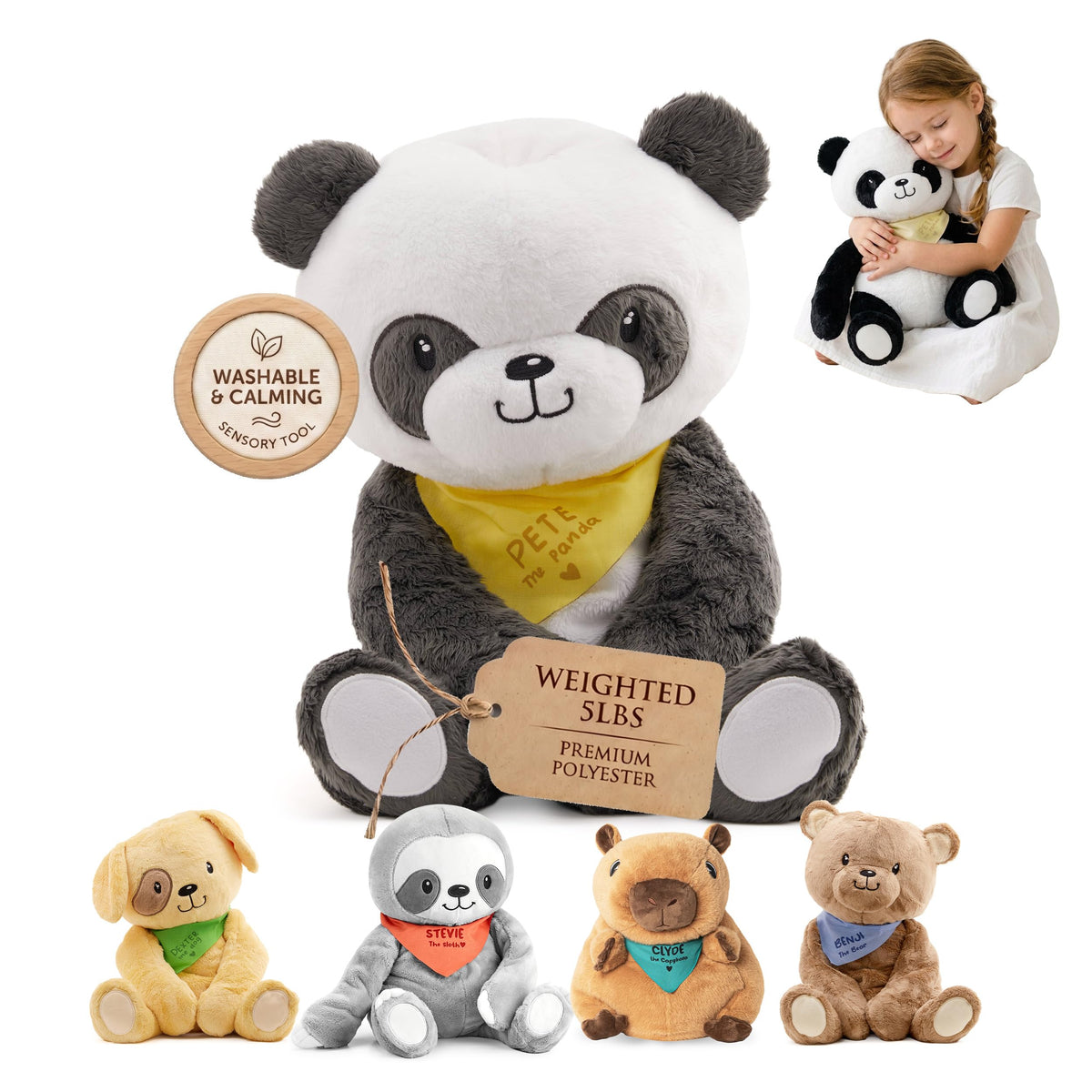 Lilly's Love Weighted Stuffed Animals for Adults & Kids — 5lb Calming Capybara Plush for Anxiety, ADHD & Sensory | Machine Washable Weighted Stuffed Animal w/Removable Insert | Clyde The Capybara