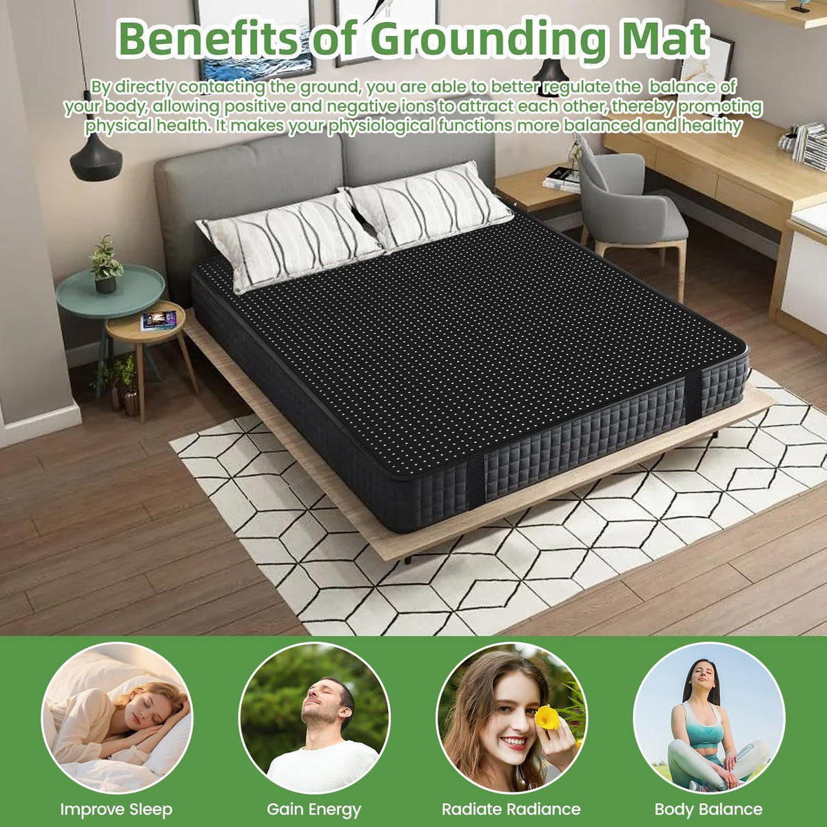Grounding Mat, Grounding Mat for Bed, Grounding Mat for Better Sleep