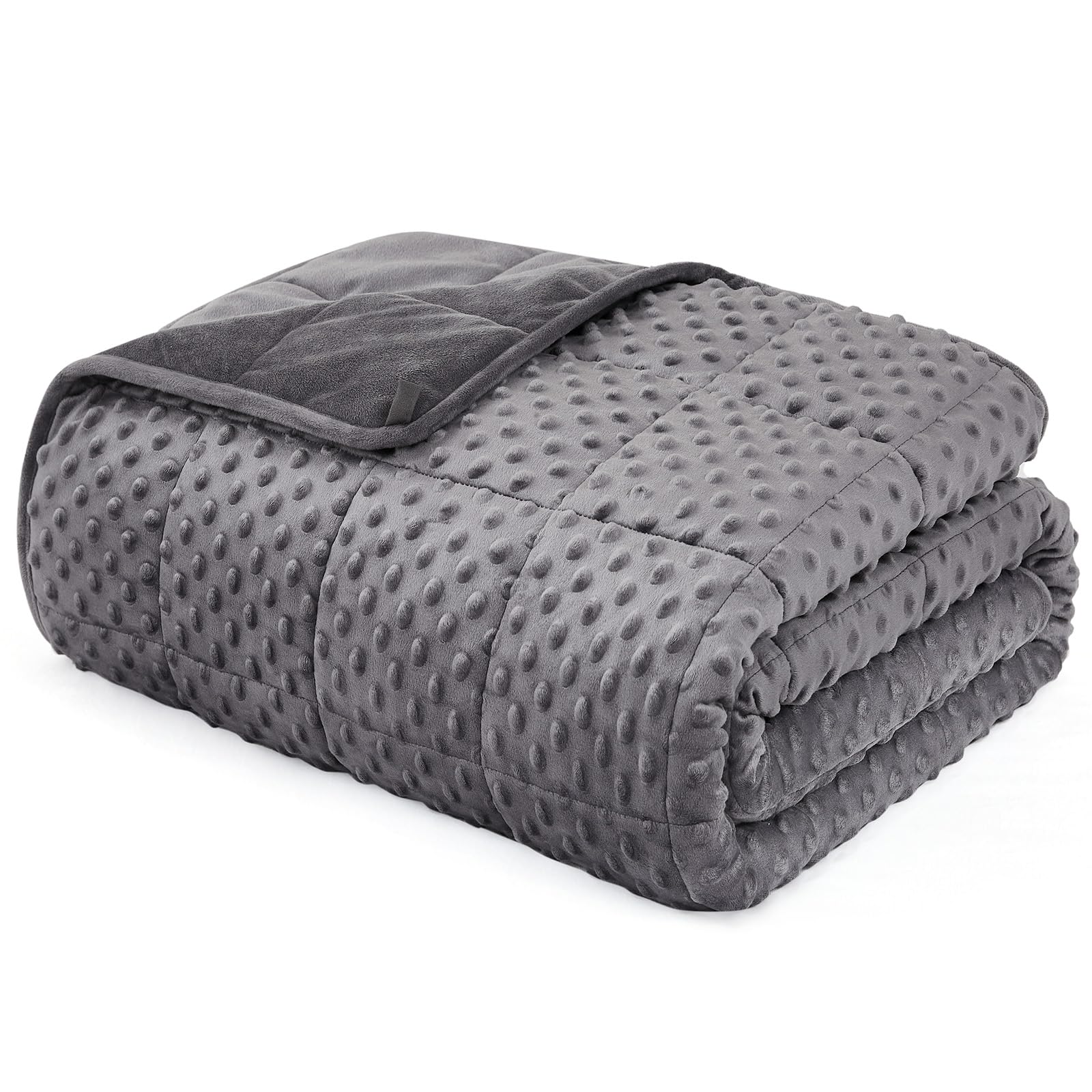 L'AGRATY Weighted Blanket for Adults 15lbs, 48"x72", Dark Grey Twin Full Size Heavy Throw Blanket, Cooling, Breathable, Microfiber with Glass Beads, Big, Washable, All-Season