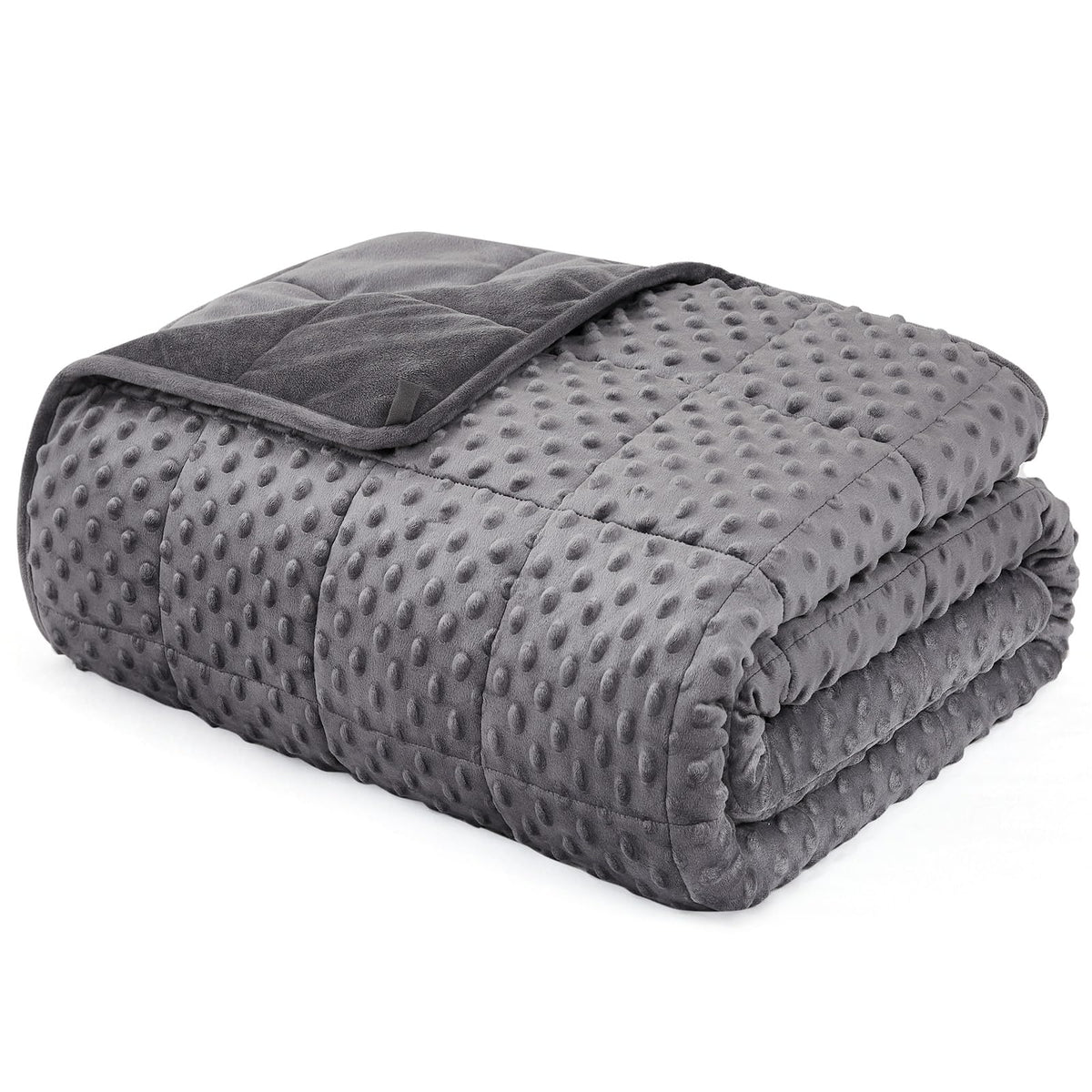 L'AGRATY Weighted Blanket for Adults 15lbs, 48"x72", Dark Grey Twin Full Size Heavy Throw Blanket, Cooling, Breathable, Microfiber with Glass Beads, Big, Washable, All-Season