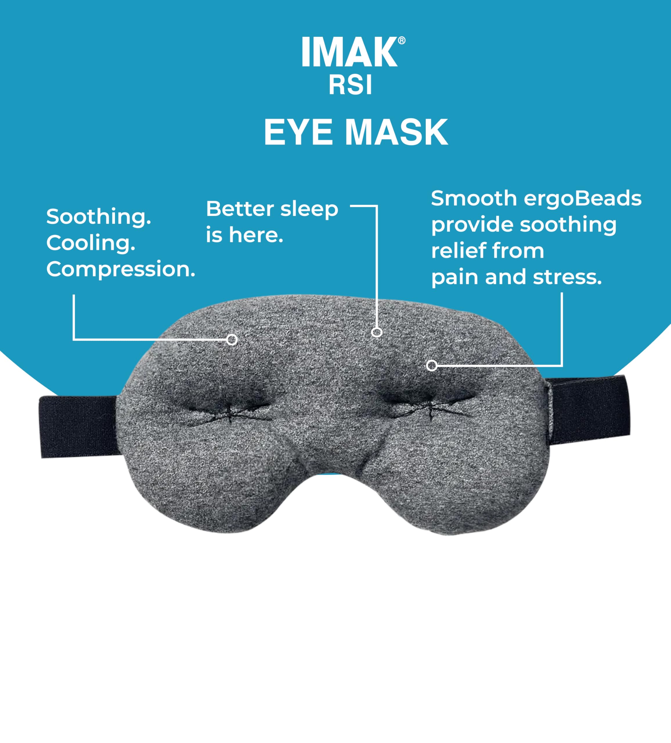 Brownmed Eye Pillow - Compression Eye Mask for Headache Support - Soothes Strain - Eases Sinus Pressure - Cooling - Universal Fit - Breathable Cotton - Washable & Reusable - Black
