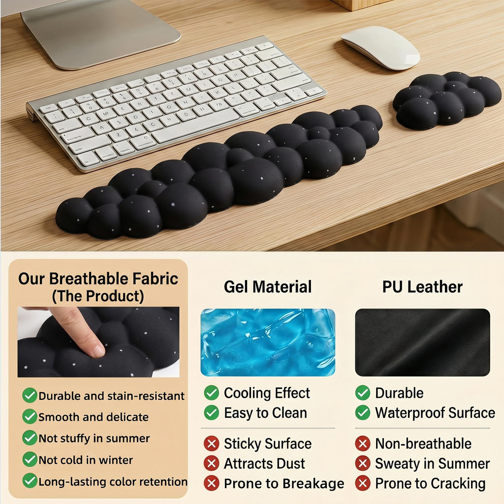 Silky Cloud Wrist Rest Set for Keyboard & Mouse, 16.9", Purple Star | Memory Foam Arm Rest with Ergonomic Support Fits Full Keyboards and Reduces Typing Fatigue for Office, Gaming and Home Use