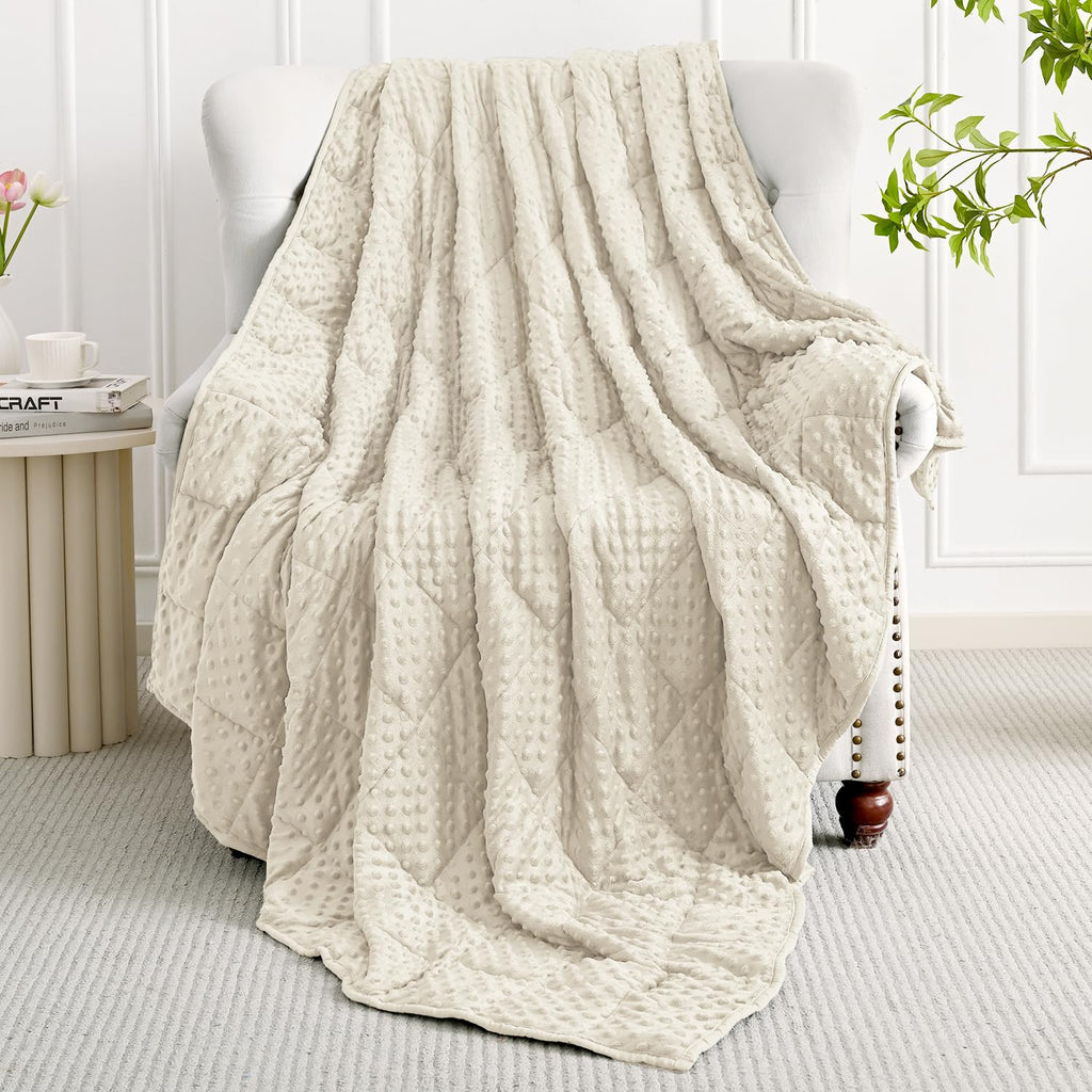 Mr. Sandman Weighted Blanket for Adults Queen Size 15 lbs, Soft Cooling Heavy Minky Blanket for Sleep, Washable Throw Blanket with Glass Beads, 60 x 80 Inches, Grey