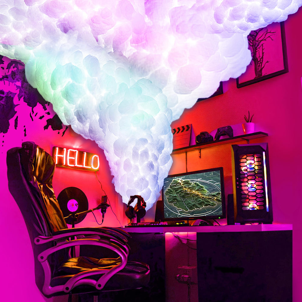3D Thundercloud Ceiling Light, DIY Lightning Effects, RGB Color Changing, Music Sync, Smart APP Control, for Bedroom, Gaming Room, Home Theater, Kids Room, 16.4FT