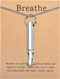 Mindfulness Breathing Necklace Stress Relief Pendant | Stainless Steel, Anxiety Breathe, Stop Smoking Necklace for Women Men