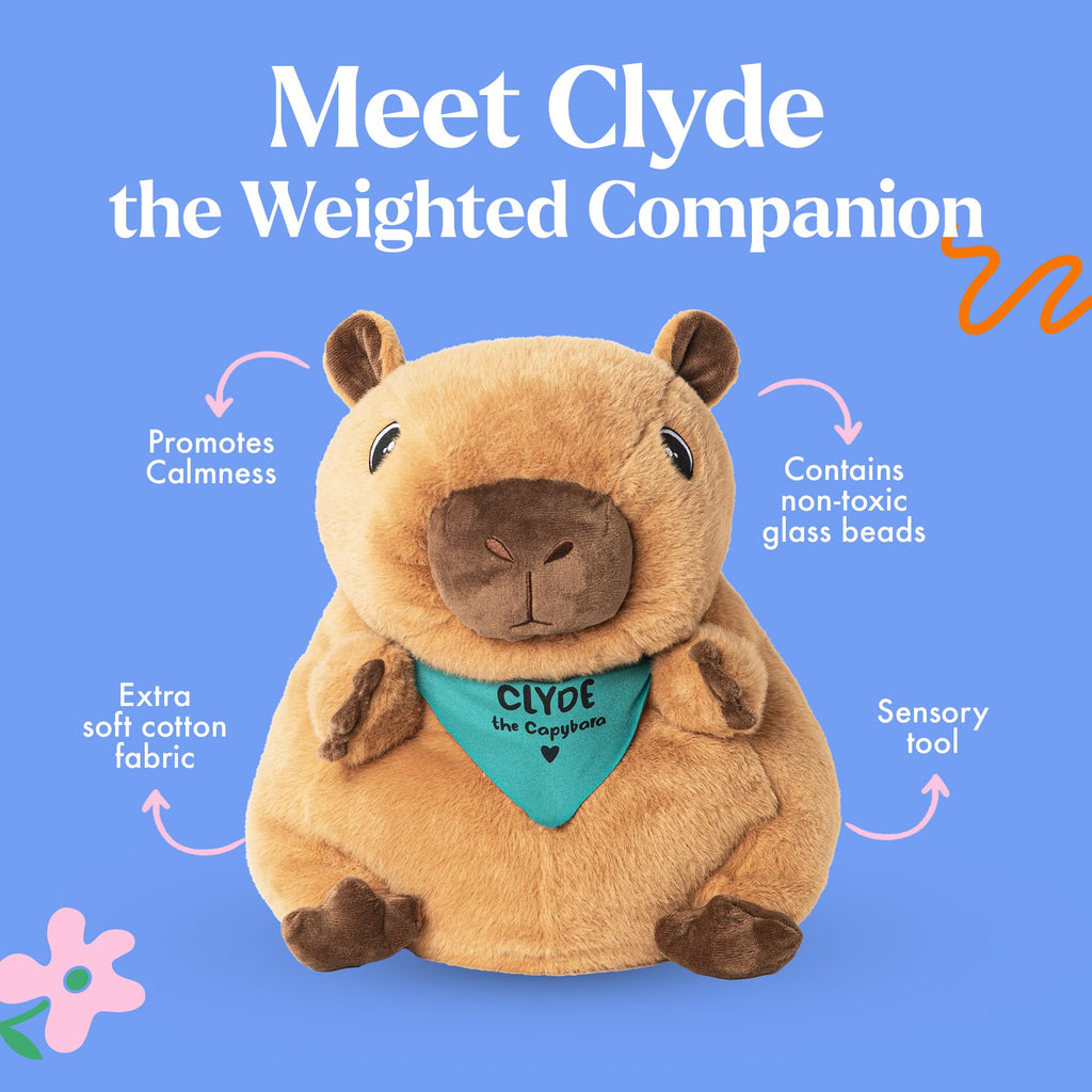 Lilly's Love Weighted Stuffed Animals for Adults & Kids — 5lb Calming Capybara Plush for Anxiety, ADHD & Sensory | Machine Washable Weighted Stuffed Animal w/Removable Insert | Clyde The Capybara