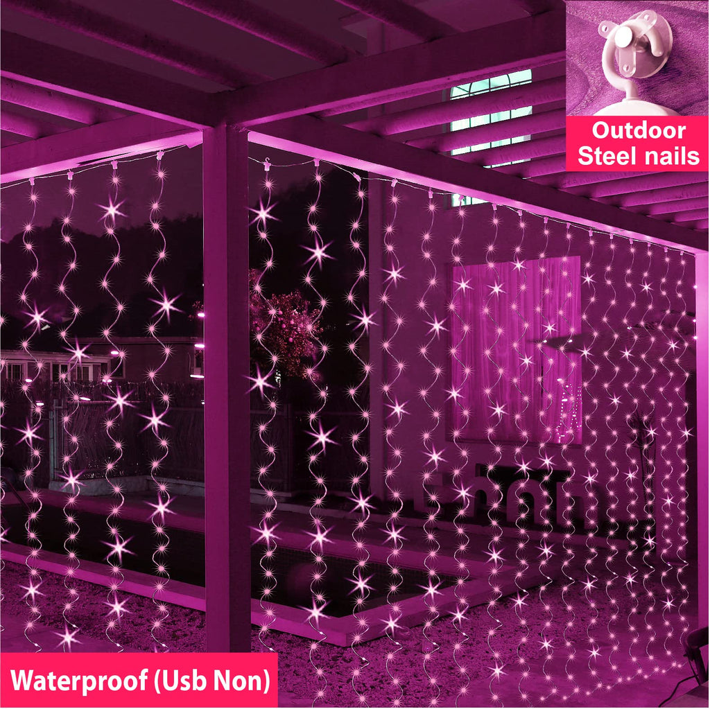 ZSJWL 300 LED Curtain Fairy Lights with Remote, 8 Modes 9.8 × 9.8 Ft Curtain String Light USB Plug in, Twinkle Silver Wire Lights for Bedroom Window Chrismas Wedding Party, Warm White
