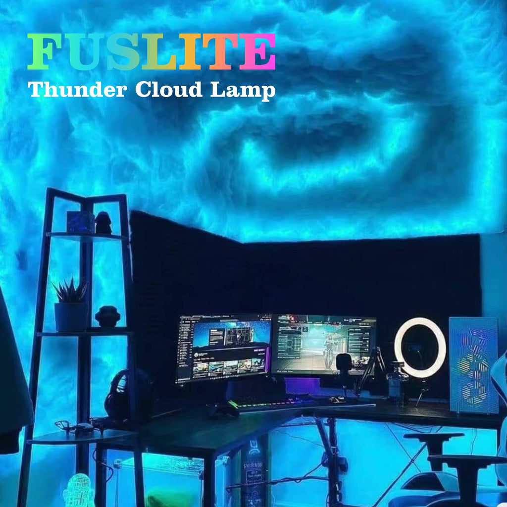 FUSLITE , 3D Thundercloud LED Light Cotton Lightning Cloud Colorful Atmosphere Night Light, DIY Creative Cloud Lights Gaming Room Garage Club Bar dj Party Light,16 Feet