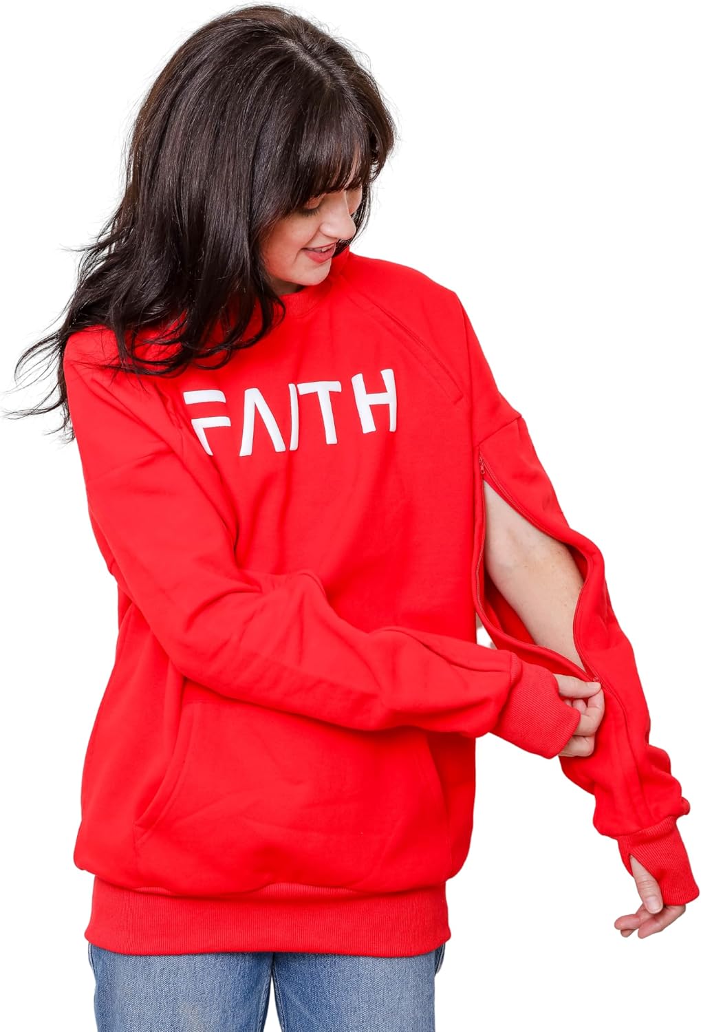 Warm Dialysis Sweatshirt with Chest & Arm Zipper Access, Chemo & Infusion Treatment Clothing for Men & Women