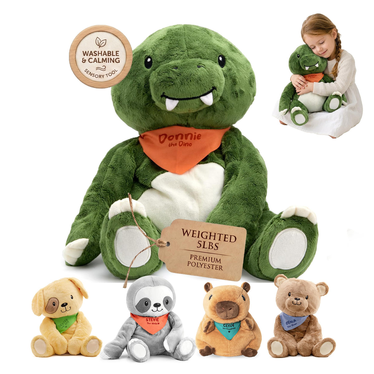Lilly's Love Weighted Stuffed Animals for Adults & Kids — 5lb Calming Capybara Plush for Anxiety, ADHD & Sensory | Machine Washable Weighted Stuffed Animal w/Removable Insert | Clyde The Capybara