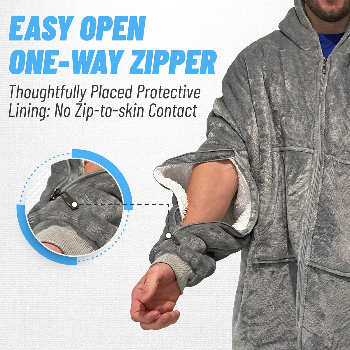 Premium Dialysis Sweatshirts with Arm Zipper | Ultra-Soft Cozy Oversized Wearable Blanket Hoodie | Dual-Arm & Chest Access