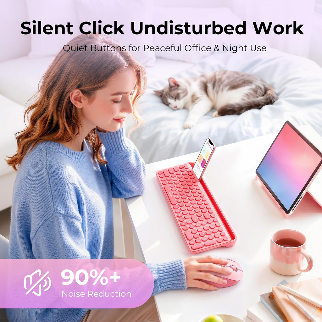 seenda Wireless Trackball Mouse, Ergonomic Bluetooth Rollerball Mouse Rechargeable, 3 Device Connection Optical Mice Adjustable DPI Thumb Control Mice Compatible for PC/Laptop/Windows/Mac - Pink