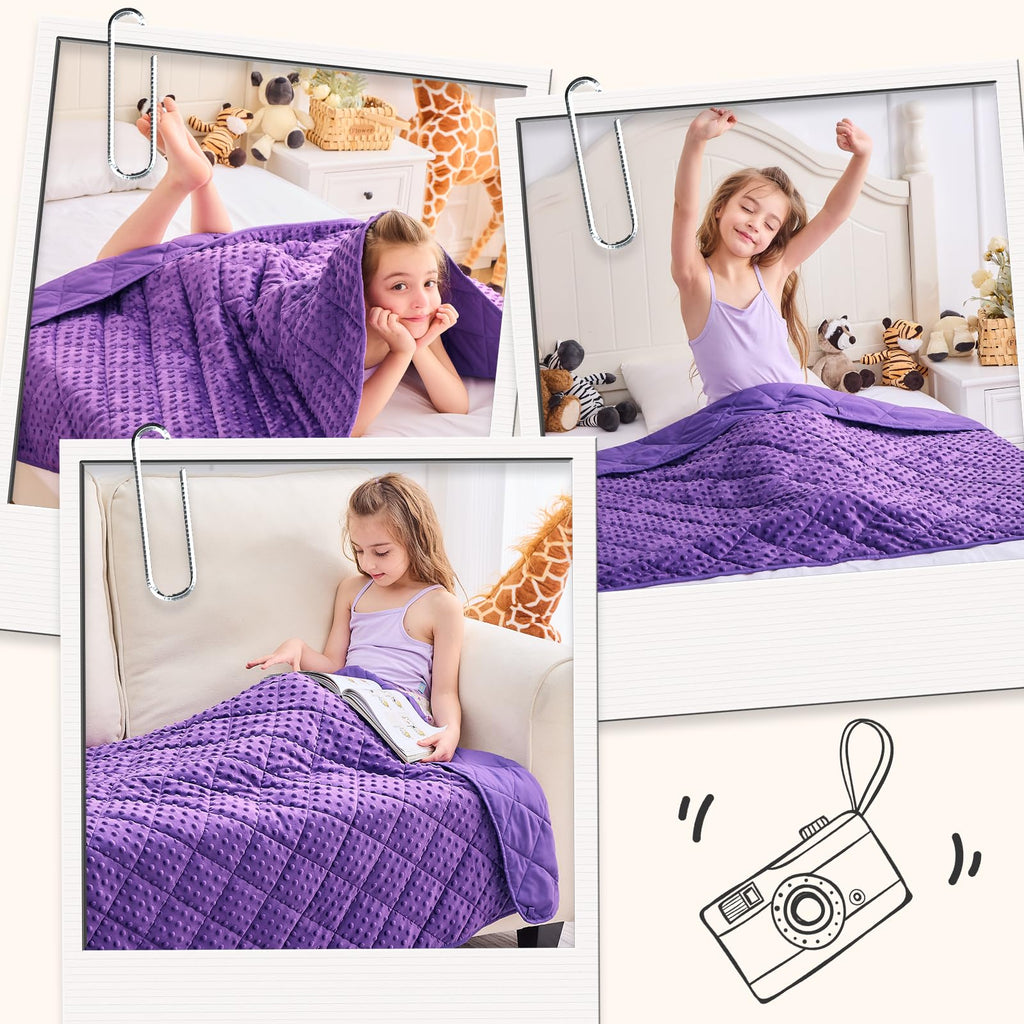 yescool Weighted Blanket Kids 5 Pounds, Minky Kids Blanket Gifts for Boys Girls, Small Weighted Throw Blankets Washable Heavy Blankets, Winter Weighted Comforter for 5 6 7 8 9 Year Old, 36 * 48in