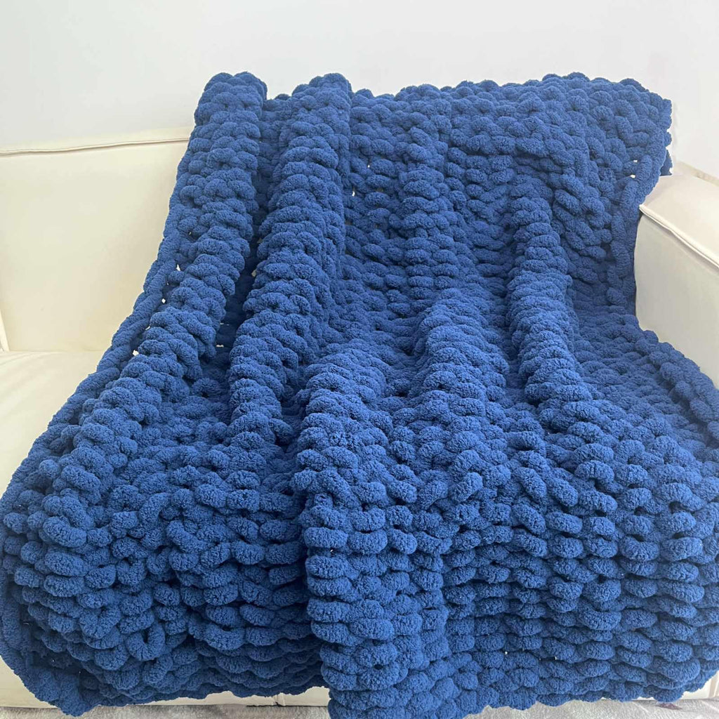 Soft Chunky Knit Throw Blanket for Couch, Cozy Warm Knitted Blankets | Hand Knit with Jumbo Chenille, Lightweight Warm Fluffy Decor for Women, Mom, Her & Girls, Sofa, Chair, Bed, 40"×40" (Gray)