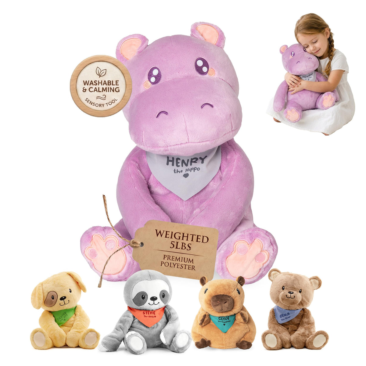 Lilly's Love Weighted Stuffed Animals for Adults & Kids — 5lb Calming Capybara Plush for Anxiety, ADHD & Sensory | Machine Washable Weighted Stuffed Animal w/Removable Insert | Clyde The Capybara