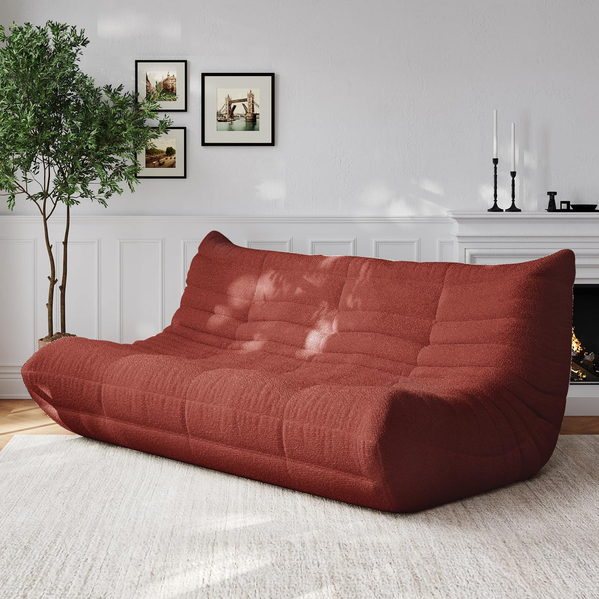 Adults Bean Bag Chairs Lazy Floor Sofa Togo Couch Comfy Memory Foam Reading Chair Teddy Fleece BeanBag for Living Room Bedroom Dorm Office Gaming Room, Green, 1 Seater