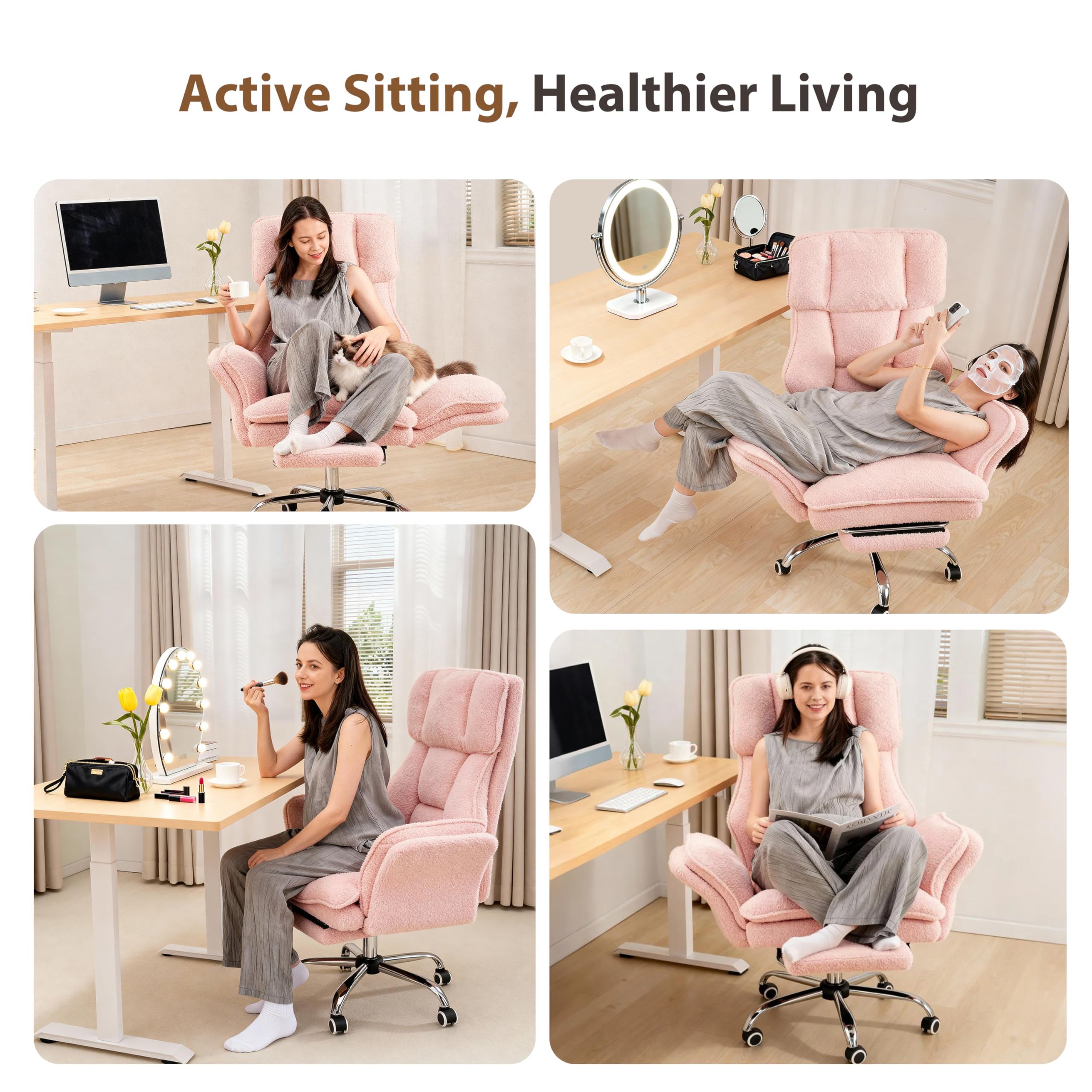 Big and Tall Office Chair, Flip Armrests for Pets & Cross Legged Sitting, Executive Ergonomic Computer Gaming Chair with Foot Rest, Premium Tech Fabric Wide Seat Reclining Desk Chair