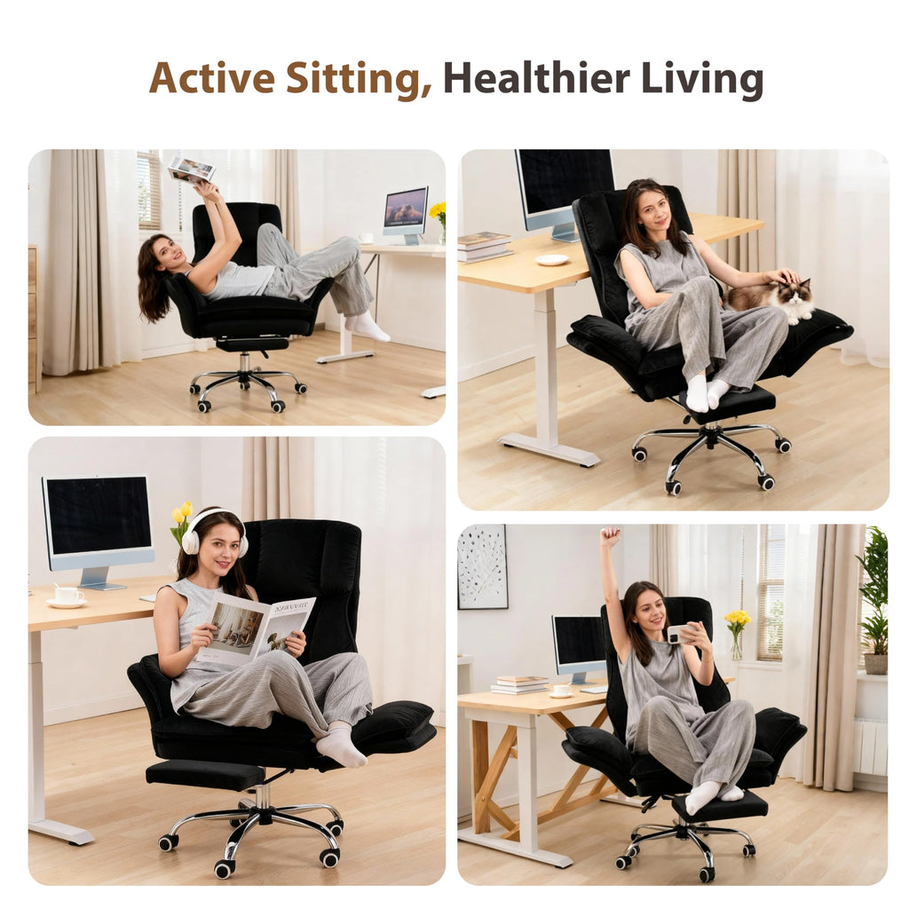 Big and Tall Office Chair, Flip Armrests for Pets & Cross Legged Sitting, Executive Ergonomic Computer Gaming Chair with Foot Rest, Premium Tech Fabric Wide Seat Reclining Desk Chair