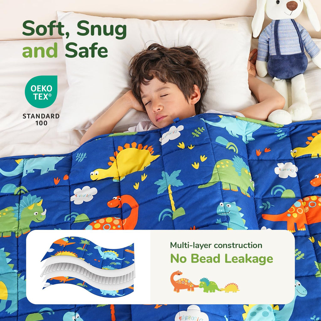 Sivio Weighted Blanket 5lbs, Blue Dinosaur Cooling Weighted Lap Blanket, Breathable Heavy Throw Blankets for Sleeping, Washable, 36"x48"