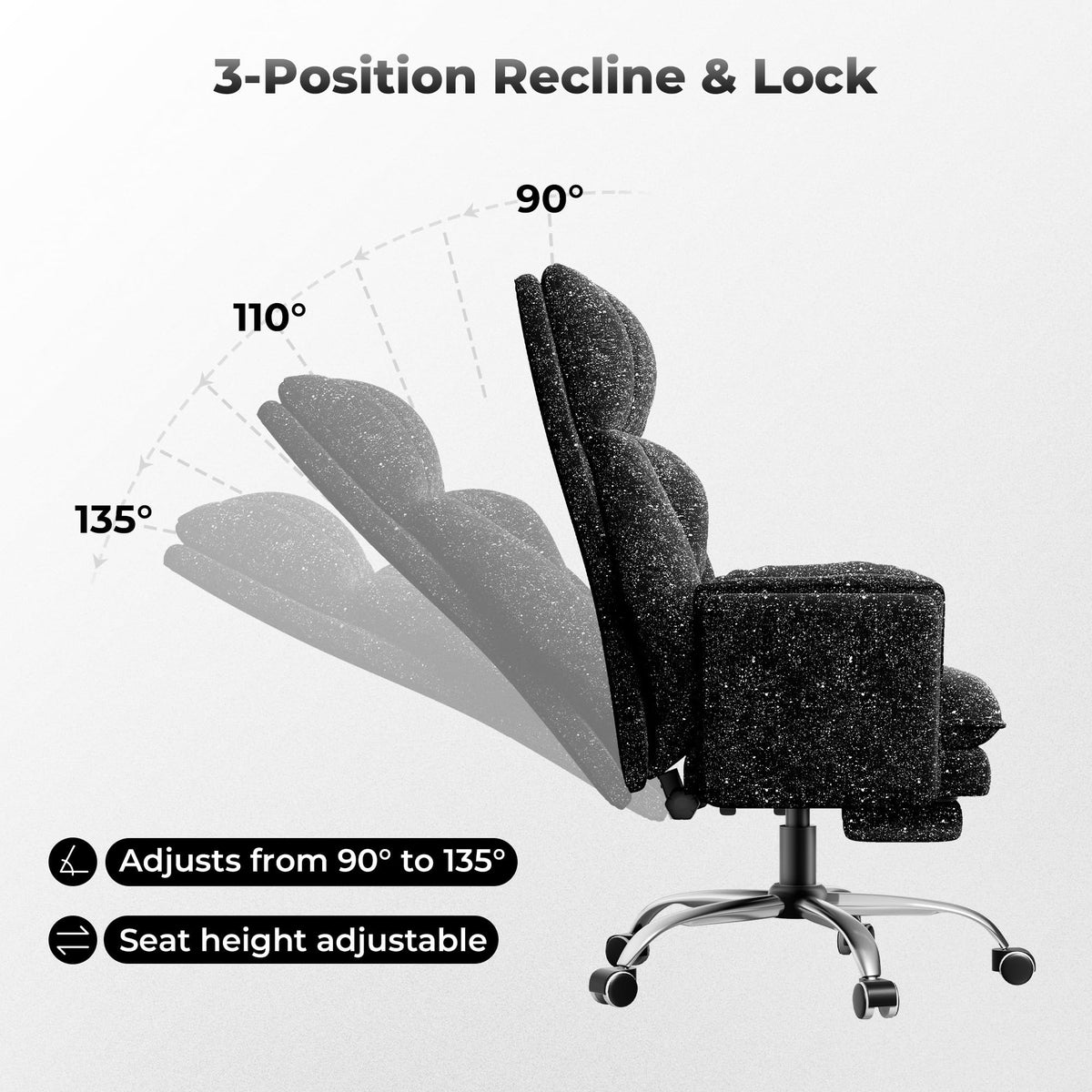 Big and Tall Office Chair, Flip Armrests for Pets & Cross Legged Sitting, Executive Ergonomic Computer Gaming Chair with Foot Rest, Premium Tech Fabric Wide Seat Reclining Desk Chair
