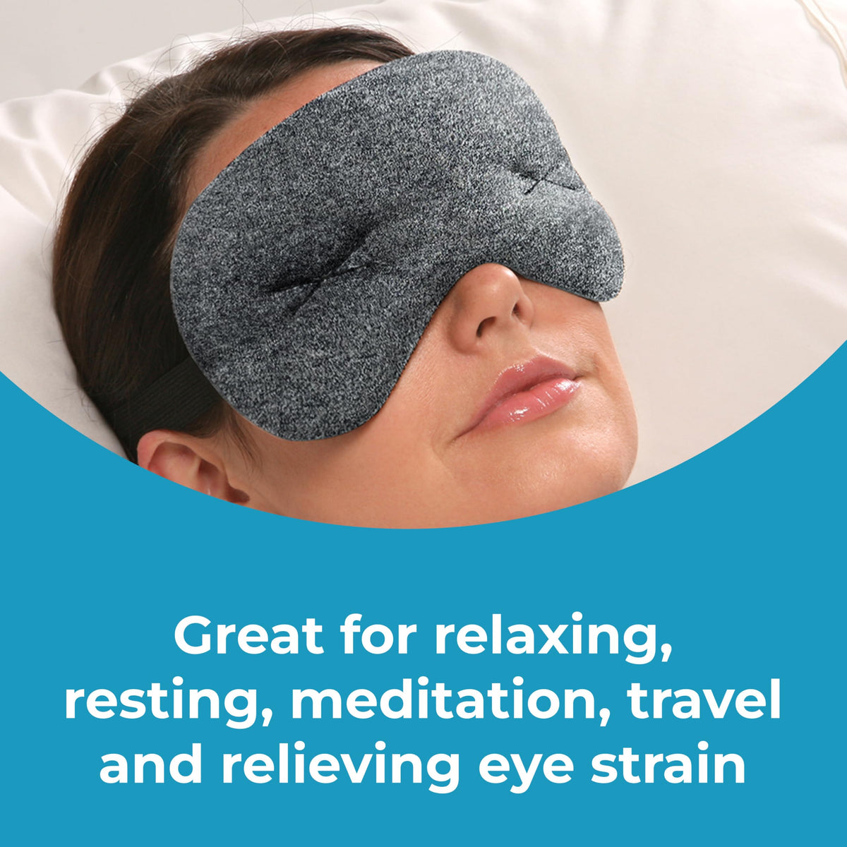 Brownmed Eye Pillow - Compression Eye Mask for Headache Support - Soothes Strain - Eases Sinus Pressure - Cooling - Universal Fit - Breathable Cotton - Washable & Reusable - Black