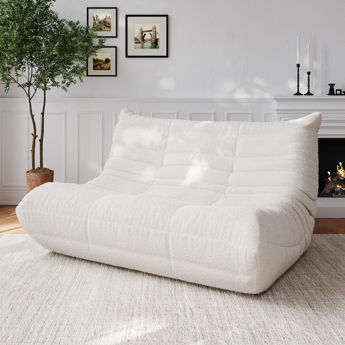 Adults Bean Bag Chairs Lazy Floor Sofa Togo Couch Comfy Memory Foam Reading Chair Teddy Fleece BeanBag for Living Room Bedroom Dorm Office Gaming Room, Green, 1 Seater