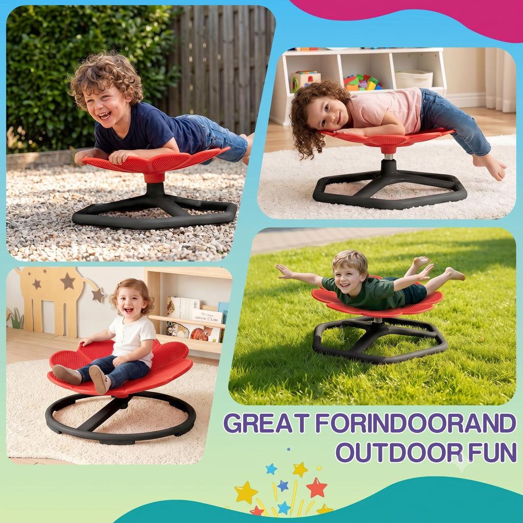 Spinning Chair for Autistic Kids,Sensory Swivel Chair, 220LBS Weight Capacity, Sensory Toy for ADHD & Autism 3-6 Years Children,Training Body Coordination, Metal Base Non-Slip Design (Red)