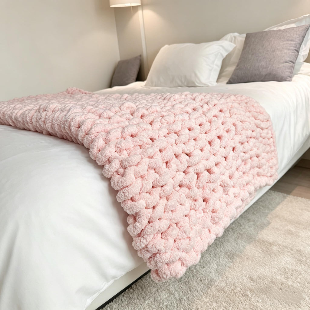 Soft Chunky Knit Throw Blanket for Couch, Cozy Warm Knitted Blankets | Hand Knit with Jumbo Chenille, Lightweight Warm Fluffy Decor for Women, Mom, Her & Girls, Sofa, Chair, Bed, 40"×40" (Gray)