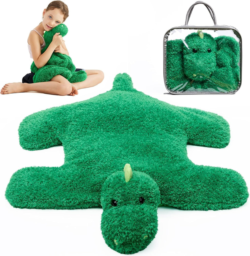 L'AGRATY Weighted Lap Pad for Kids 5 lbs, Sensory Needs Weighted Dinosaur Stuffed Animals Lap Blanket Soft Plush Hugging Sensory for Kids Teen Adults Removable Washable Cover