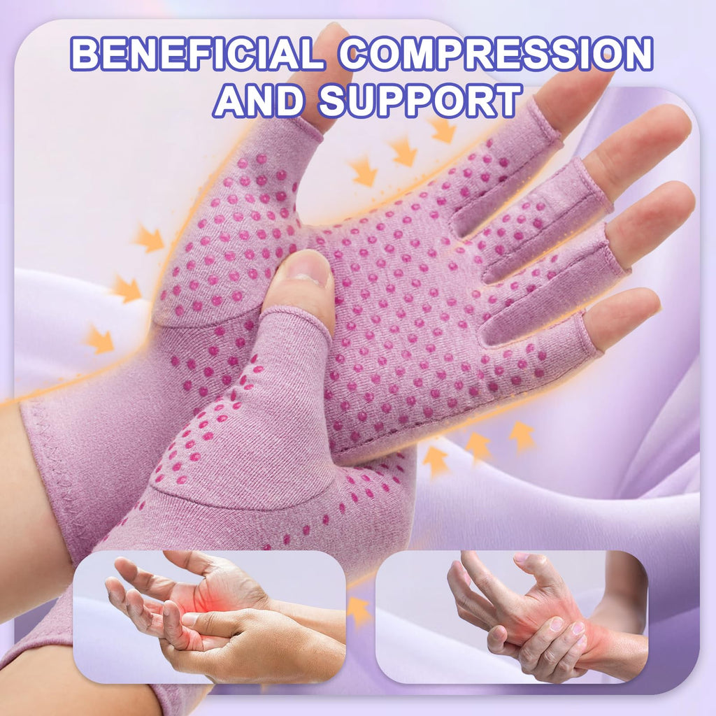 DRNAIETY 2-Pair Arthritis Compression Gloves- for Hand Arthritis, Carpal Tunnel Pain, Rheumatoid Arthritis, RSI, Fingerless, Anti-Slip, Breathable Gloves for Men & Women, Typing, Daily Use(M Brown)