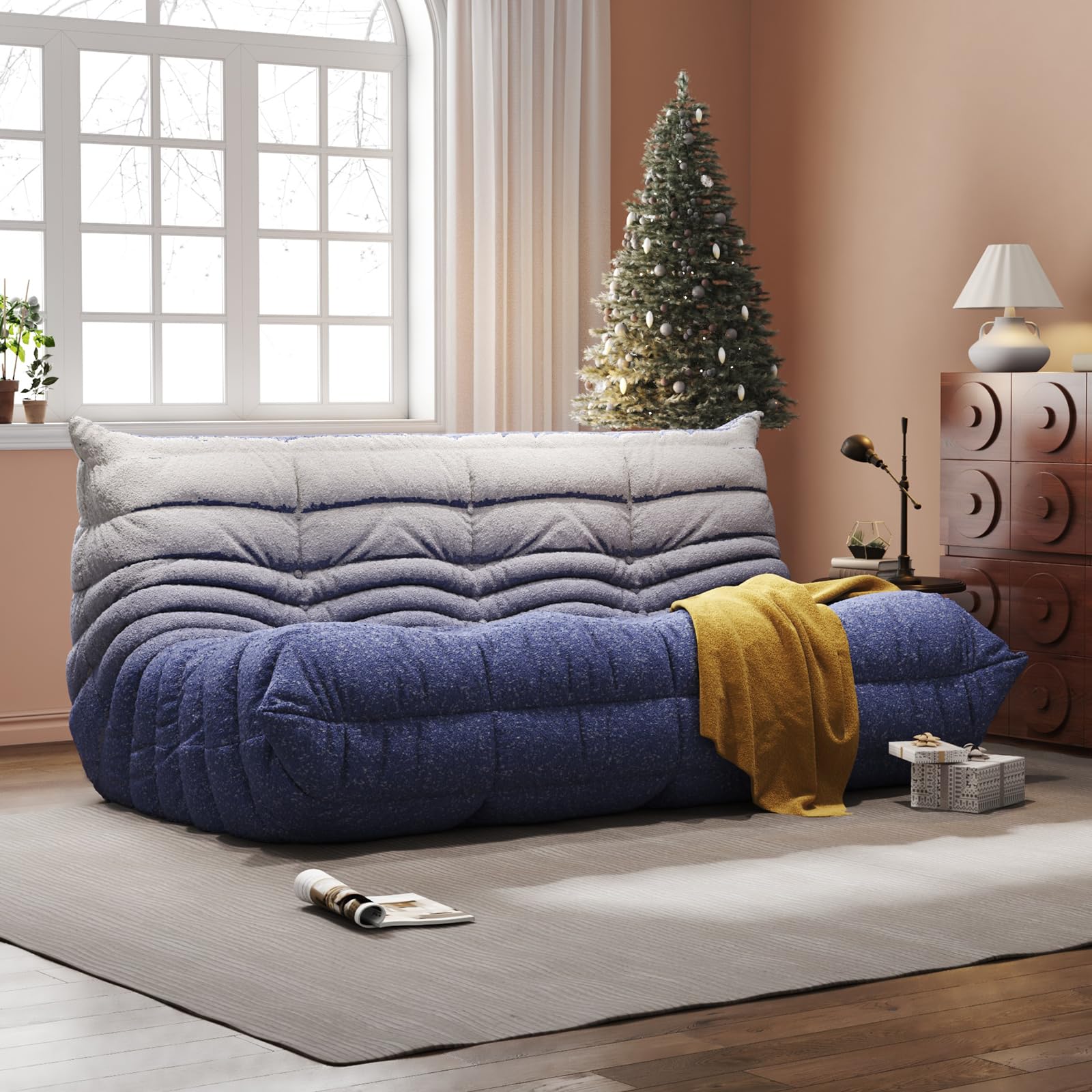 Adults Bean Bag Chairs Lazy Floor Sofa Togo Couch Comfy Memory Foam Reading Chair Teddy Fleece BeanBag for Living Room Bedroom Dorm Office Gaming Room, Green, 1 Seater