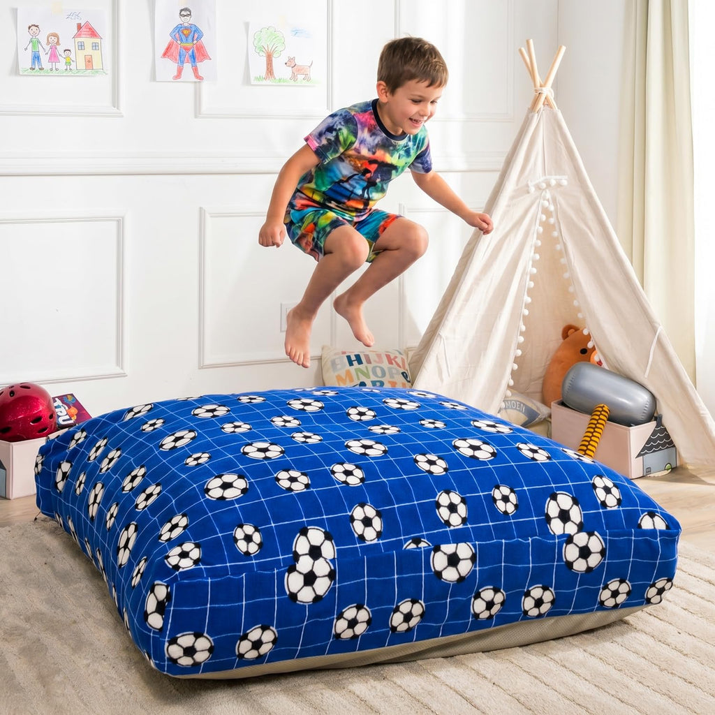 Matini Home Crash Pad - Sensory Pad with Cover Foam Blocks for Kids and Adults, Ideal Gymnastics Equipment to Jump, Play or Relax - Grey White 36" X 36"