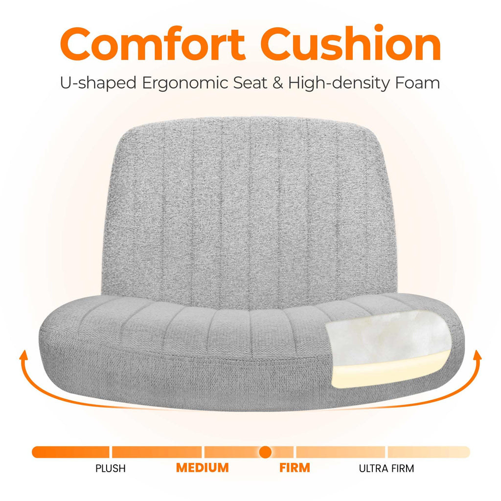 NEO CHAIR Criss Cross Chair with Wheels Home Office Cross Legged Armless Chairs Adjustable Computer Desk Wide Seat for Bedroom Vanity Comfy Swivel (Teddy White)