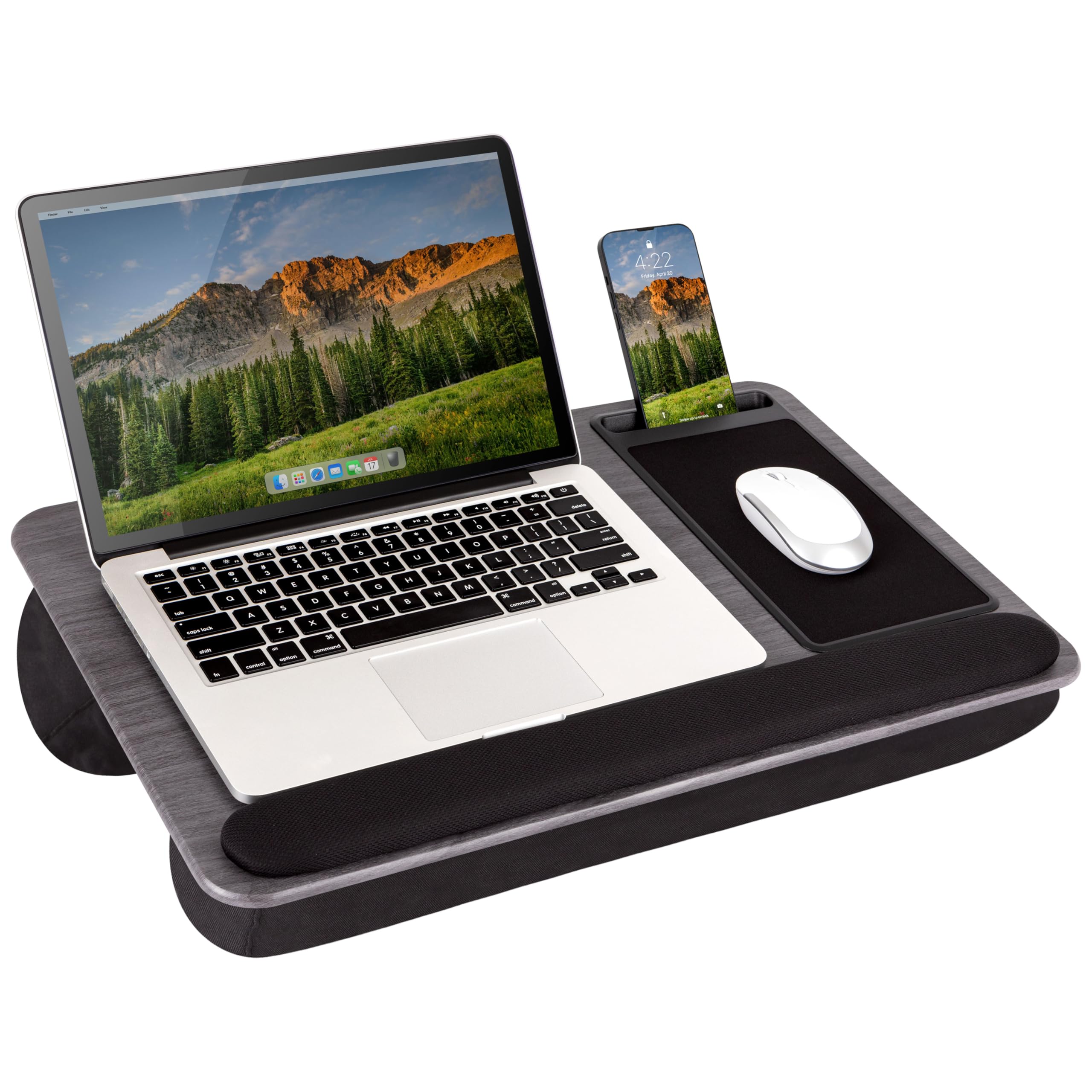 LAPGEAR Home Office Pro Lap Desk - Black Carbon, Fits 15.6” Laptops