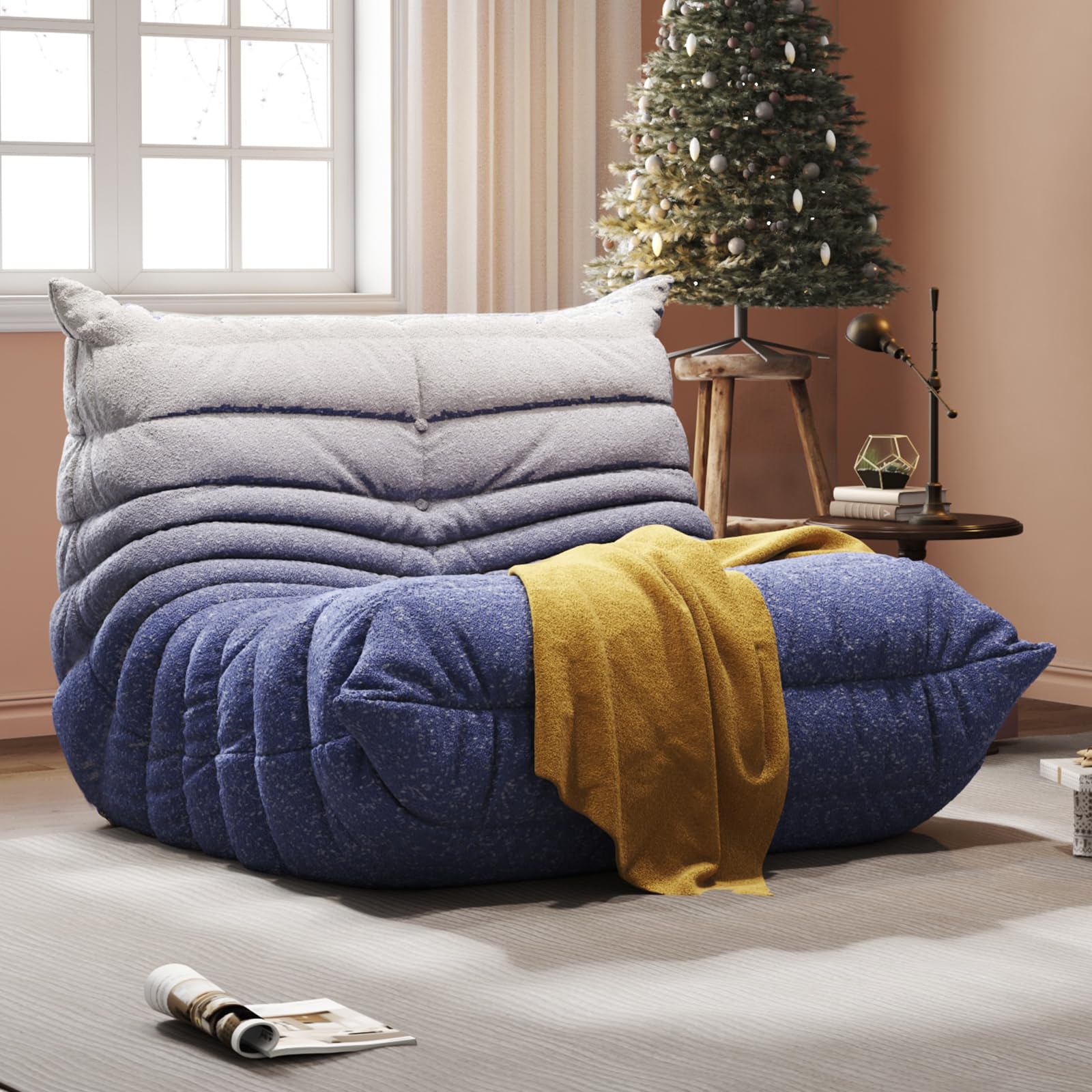 Adults Bean Bag Chairs Lazy Floor Sofa Togo Couch Comfy Memory Foam Reading Chair Teddy Fleece BeanBag for Living Room Bedroom Dorm Office Gaming Room, Green, 1 Seater