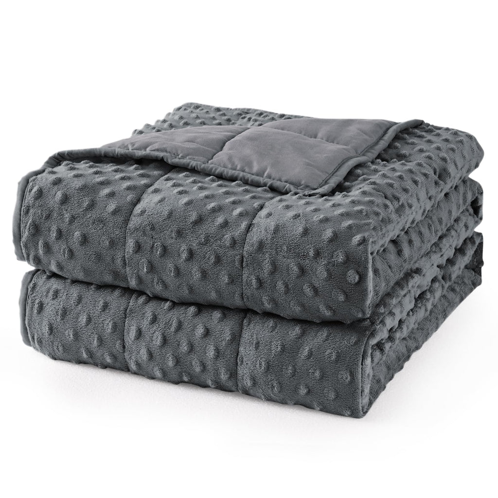Mr. Sandman Weighted Blanket for Adults Queen Size 15 lbs, Soft Cooling Heavy Minky Blanket for Sleep, Washable Throw Blanket with Glass Beads, 60 x 80 Inches, Grey