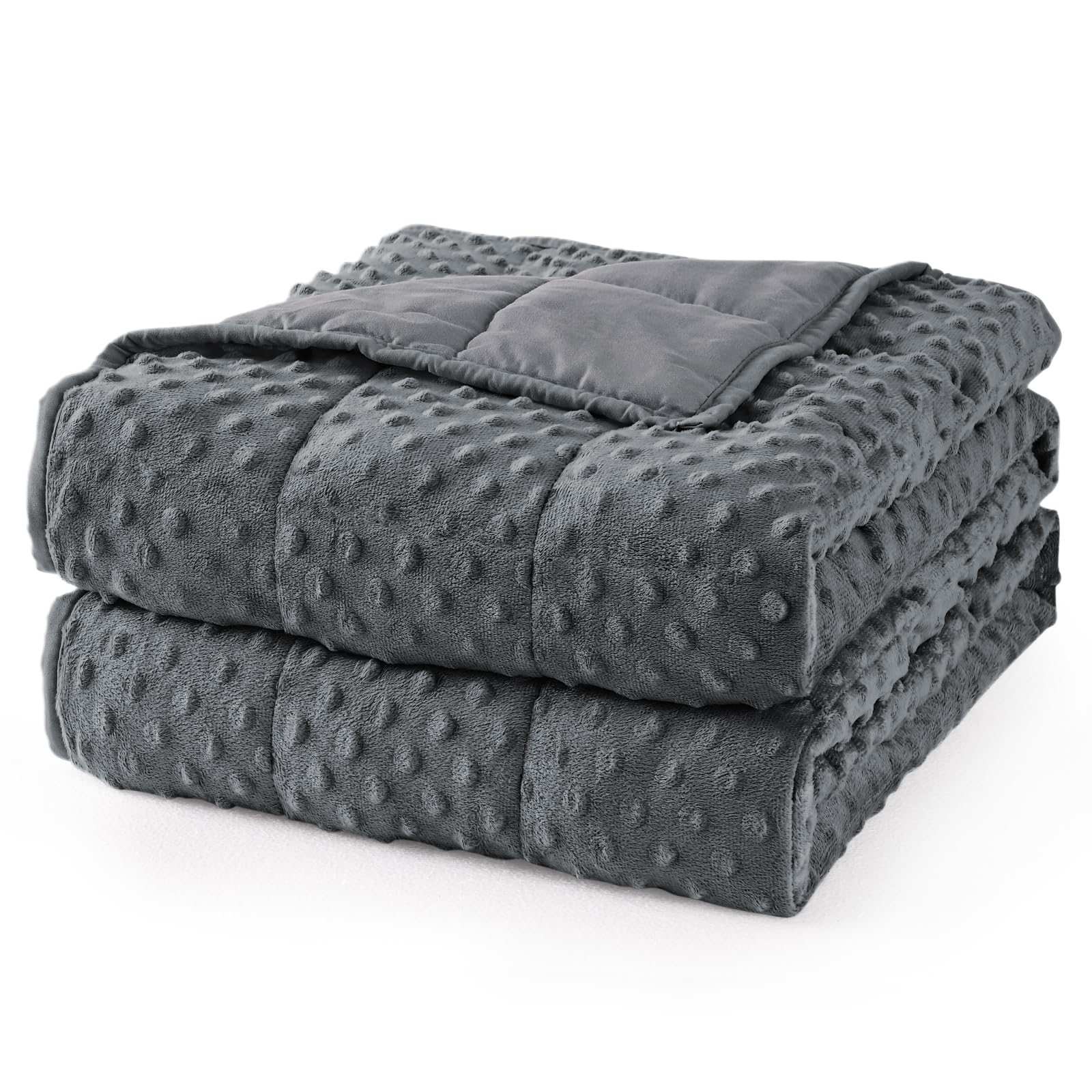 Mr. Sandman Weighted Blanket for Adults Queen Size 15 lbs, Soft Cooling Heavy Minky Blanket for Sleep, Washable Throw Blanket with Glass Beads, 60 x 80 Inches, Grey