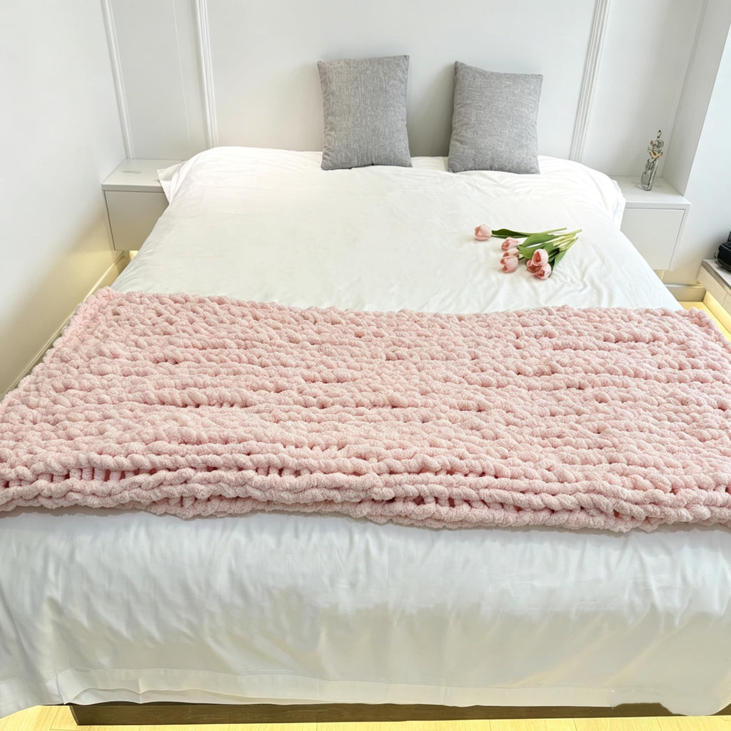 Soft Chunky Knit Throw Blanket for Couch, Cozy Warm Knitted Blankets | Hand Knit with Jumbo Chenille, Lightweight Warm Fluffy Decor for Women, Mom, Her & Girls, Sofa, Chair, Bed, 40"×40" (Gray)