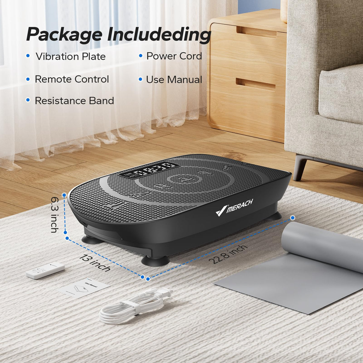 MERACH Vibration Plate Exercise Machine, Whole Body Workout Equipment for Women, Bluetooth and Silicone Pedal, Vibration Plate with Auto Mode, Vibrate Fitness Platform for Home