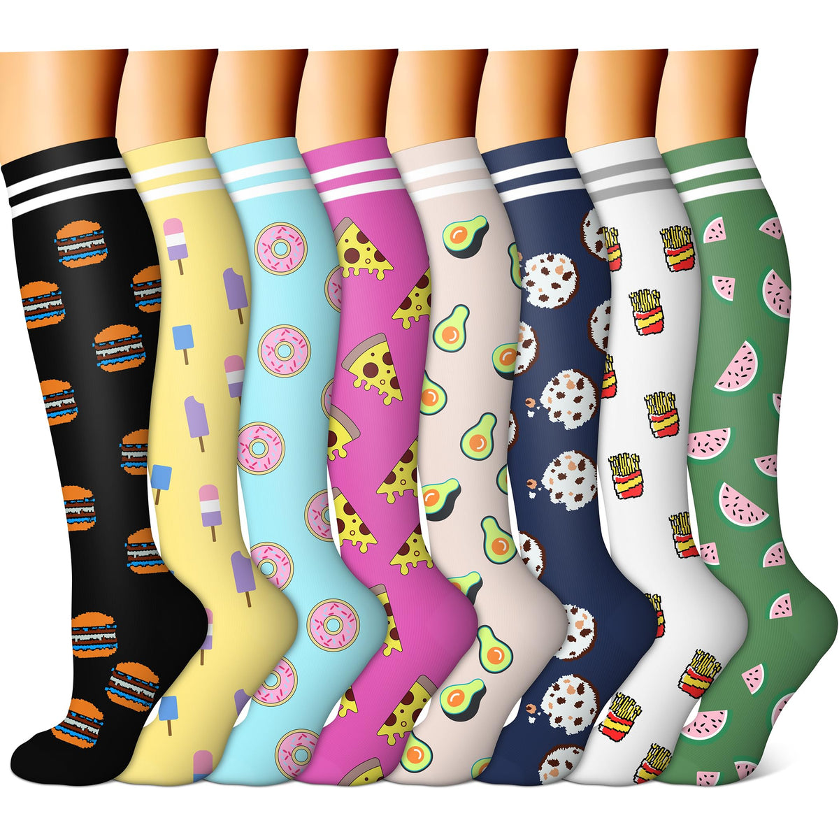 FEYHAY Copper Compression Socks (8 Pairs) 15-20 mmHg Circulation is Best Athletic & Daily for Men & Women, Running, Climbing