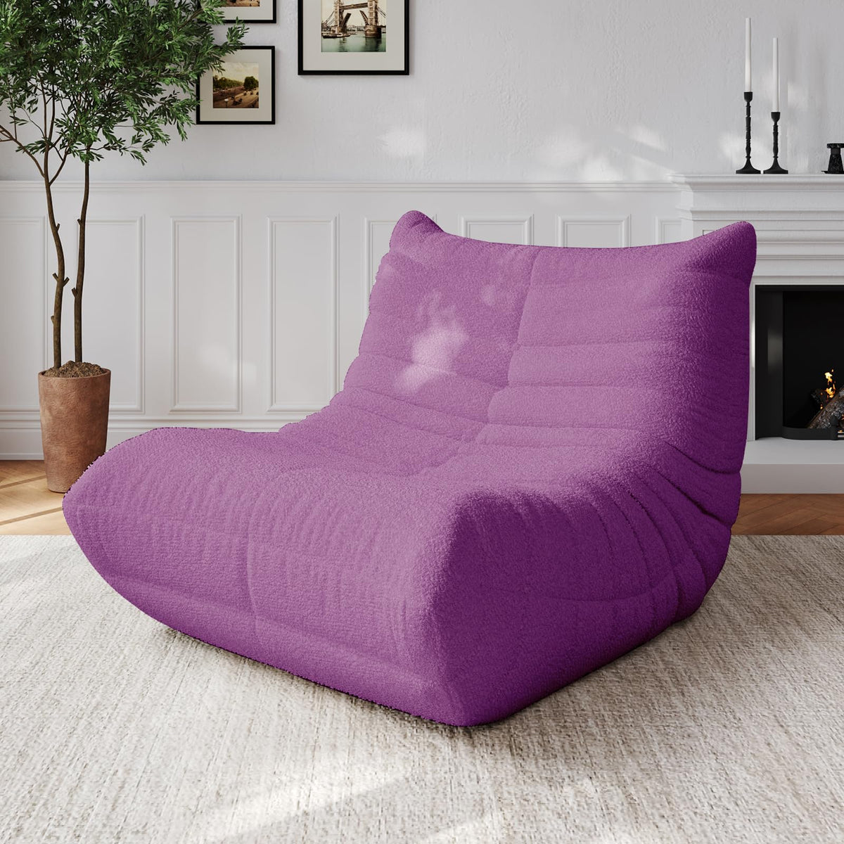 Adults Bean Bag Chairs Lazy Floor Sofa Togo Couch Comfy Memory Foam Reading Chair Teddy Fleece BeanBag for Living Room Bedroom Dorm Office Gaming Room, Green, 1 Seater