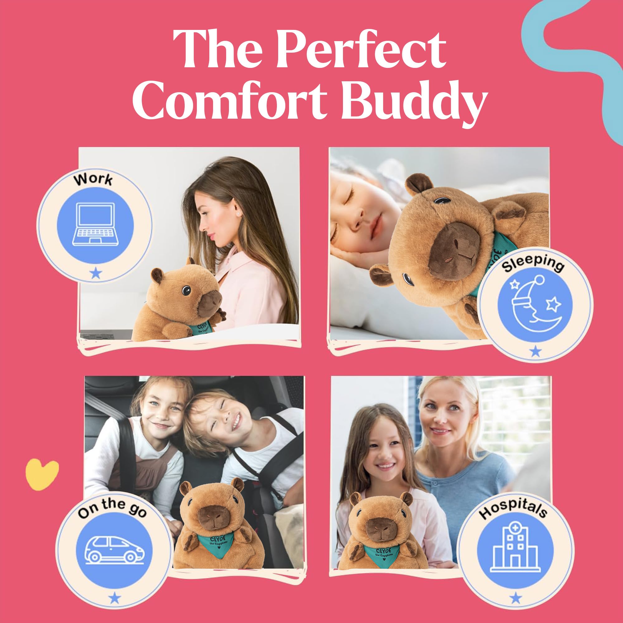 Lilly's Love Weighted Stuffed Animals for Adults & Kids — 5lb Calming Capybara Plush for Anxiety, ADHD & Sensory | Machine Washable Weighted Stuffed Animal w/Removable Insert | Clyde The Capybara