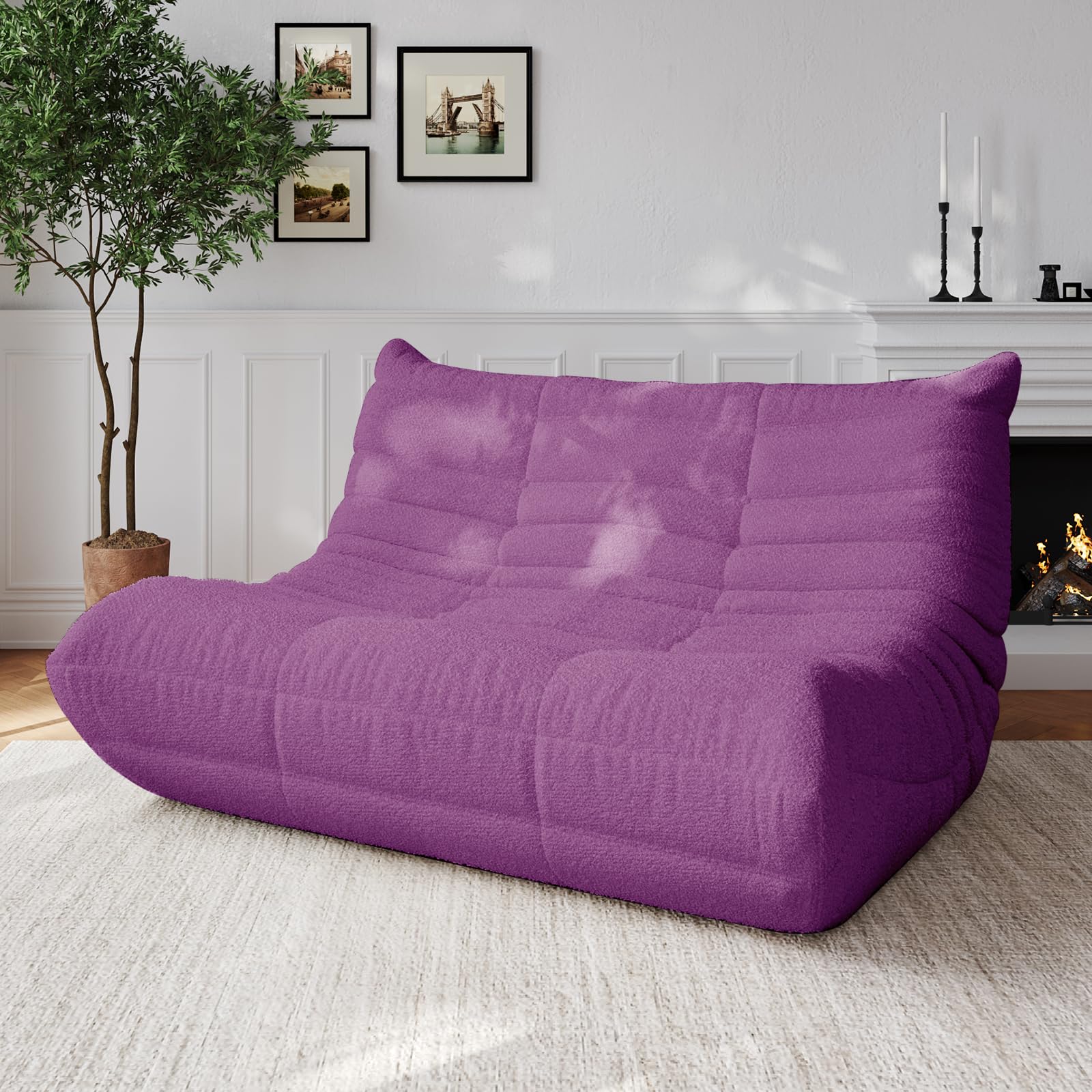 Adults Bean Bag Chairs Lazy Floor Sofa Togo Couch Comfy Memory Foam Reading Chair Teddy Fleece BeanBag for Living Room Bedroom Dorm Office Gaming Room, Green, 1 Seater