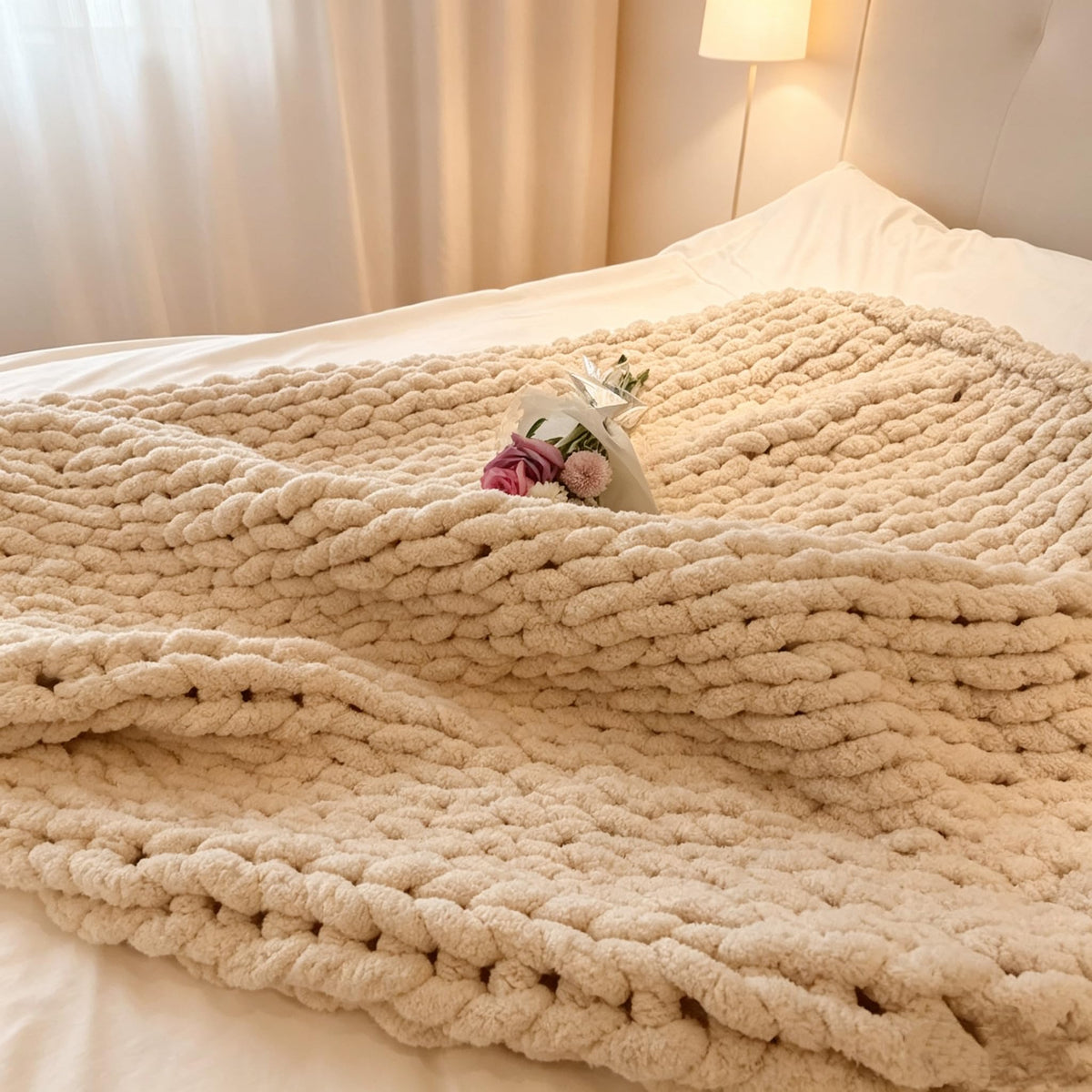 Soft Chunky Knit Throw Blanket for Couch, Cozy Warm Knitted Blankets | Hand Knit with Jumbo Chenille, Lightweight Warm Fluffy Decor for Women, Mom, Her & Girls, Sofa, Chair, Bed, 40"×40" (Gray)